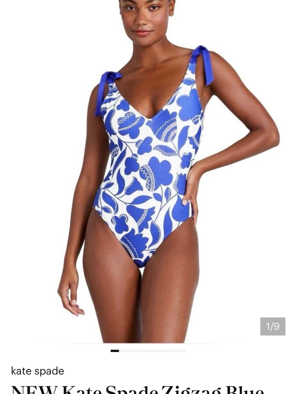 kate spade Blue and White Floral One-Piece Swimsuit